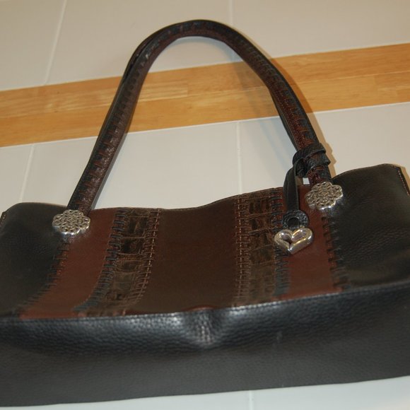 BRIGHTON Women's Black/Brown Leather Shoulder Bag - Picture 12 of 15